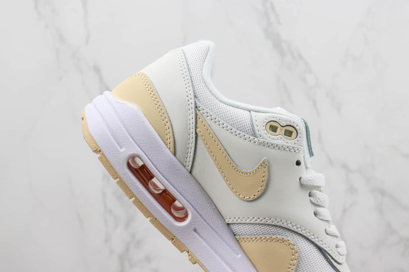 耐克Nike Air Max 1 PRM纯原版本Max1白黄色复古气垫跑鞋 莆田复刻耐克 货号：FB5060-100