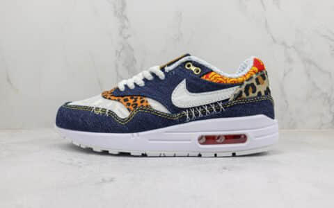 耐克Nike Air Max 1纯原版本Max1牛仔布豹纹印花气垫跑鞋 莆田耐克工厂 货号：FJ4452-432