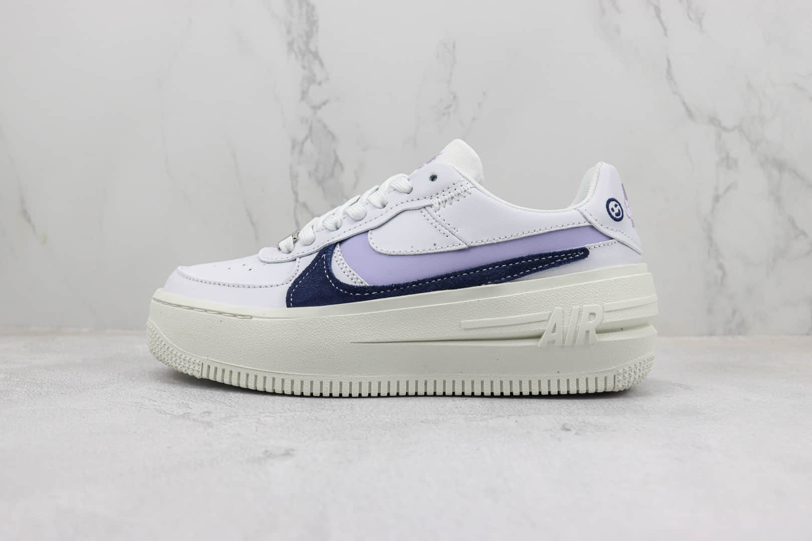 耐克Nike Air Force 1 PLT.AF.ORM纯原版本空军一号白黑紫解构厚底板鞋 莆田天花板AF1系列 货号：FD0382-121