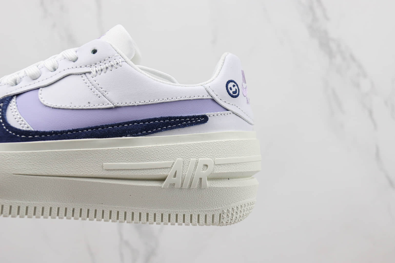 耐克Nike Air Force 1 PLT.AF.ORM纯原版本空军一号白黑紫解构厚底板鞋 莆田天花板AF1系列 货号：FD0382-121