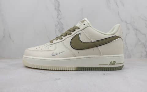 耐克Nike Air Force 1 Low纯原版本空军一号低帮AF1米白橄榄绿双钩板鞋 莆田耐克代理 货号：JJ0253-006