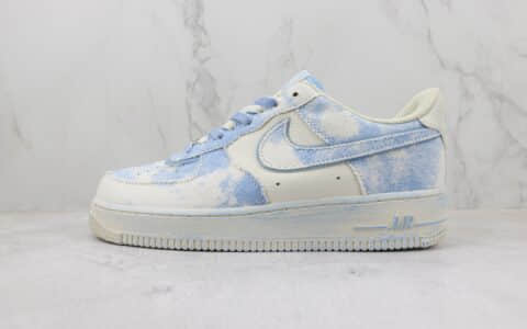 耐克Nike Air Force 1 Low纯原空军一号低帮AF1做旧牛仔蓝渐变蓝擦色板鞋 莆田耐克货源 货号：FB0607-022