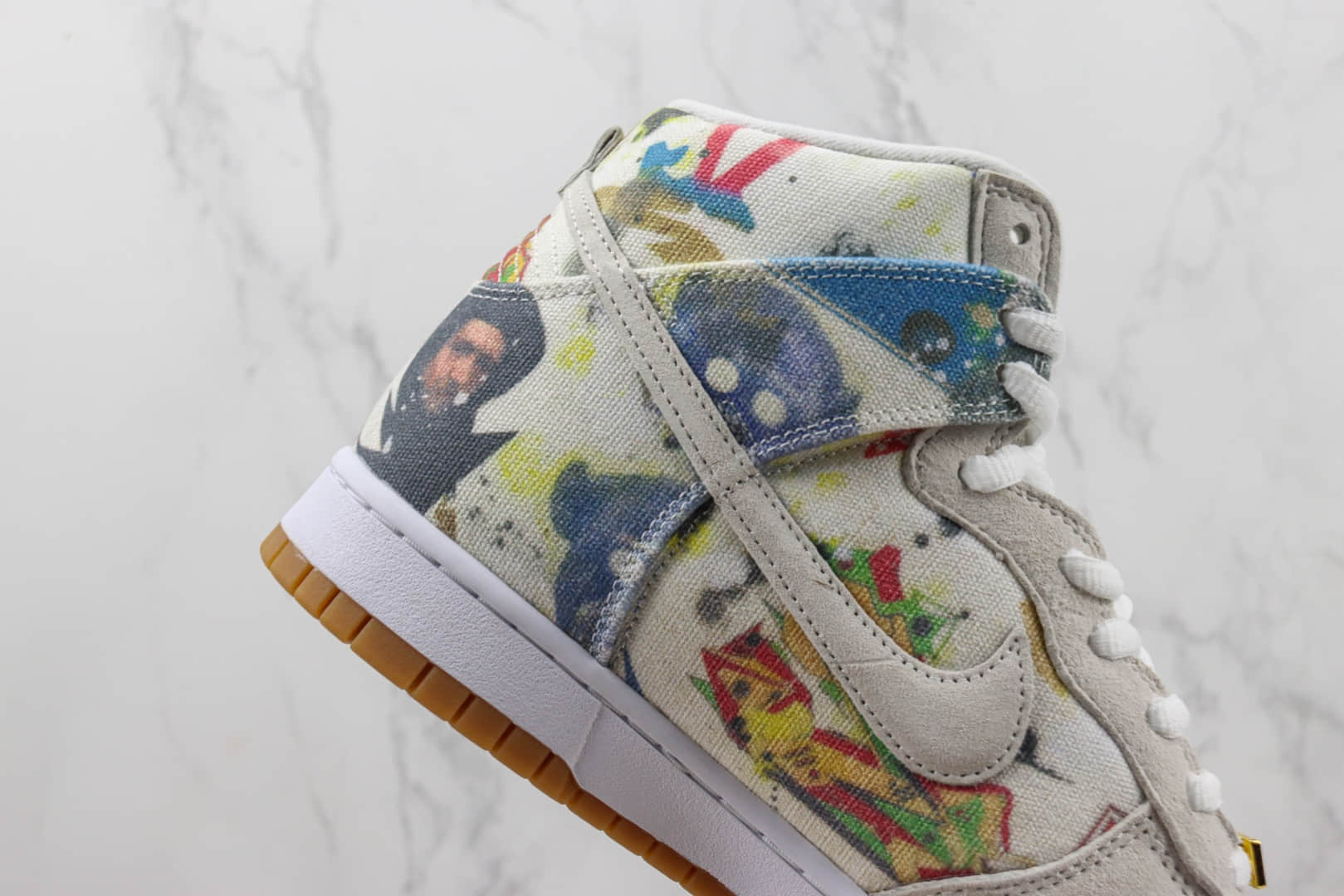 耐克Supreme x Nike Dunk SB High “Rammellzee”纯原版本高帮SB Dunk联名Supreme涂鸦印花休闲板鞋 莆田耐克工厂 货号：FD8779-100