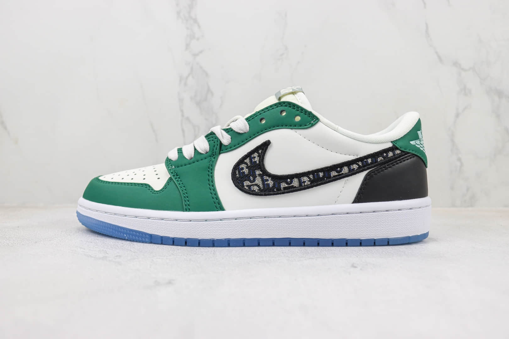 乔丹Dior x Air Jordan 1 Low纯原版本迪奥联名低帮AJ1黑白绿板鞋 莆田天花板AJ1  货号：CN8608-008