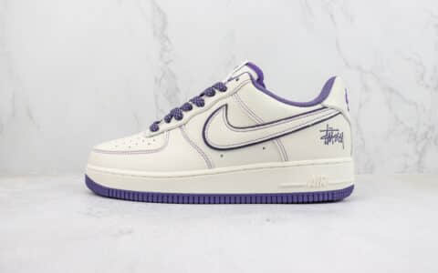 耐克Nike Air Force 1 Low纯原版本斯图西联名空军一号低帮AF1白紫色板鞋 莆田耐克工厂 货号：UN1635-222