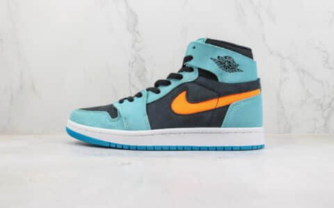 乔丹Air Jordan 1 High Zoom CMFT 2纯原版本高帮AJ1黑蓝橙色麂皮篮球鞋 莆田AJ货源 货号：DV1307-408