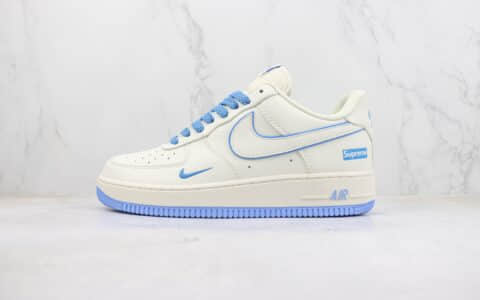 耐克Nike Air Force 1 Low纯原版本空军一号Supreme联名低帮AF1白蓝色板鞋 莆田耐克工厂 货号：AE1686-111