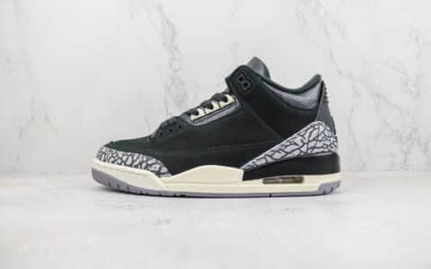 乔丹Air Jordan 3 “Off Noir”纯原版本AJ3黑水泥翻毛皮篮球鞋 莆田AJ货源 货号：CK9246-001