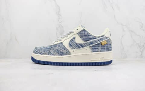 耐克Nike Air Force 1 Low纯原版本空军一号低帮AF1白蓝牛仔补丁板鞋 莆田天花板AF1系列 货号：FB0607-077