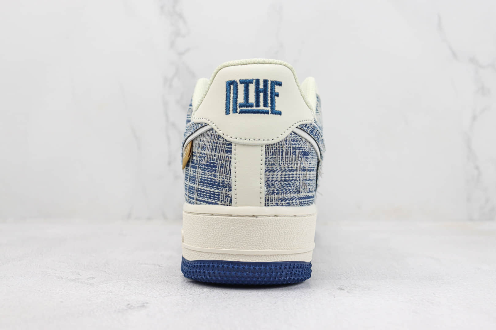 耐克Nike Air Force 1 Low纯原版本空军一号低帮AF1白蓝牛仔补丁板鞋 莆田天花板AF1系列 货号：FB0607-077