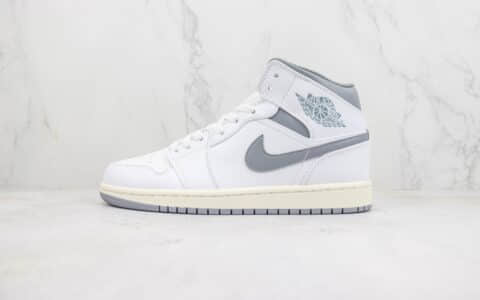 乔丹Air Jordan 1 Mid纯原版本中帮AJ1白灰色篮球鞋 莆田AJ货源 货号：554724-135