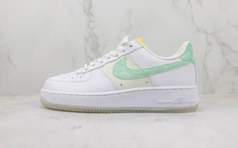 耐克Nike Air Force 1 Low纯原版本空军一号低帮AF1白绿腰果花板鞋 莆田耐克货源 货号：FJ7706-131