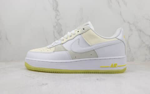 耐克Nike Air Force 1 Low纯原版本空军一号低帮奶油白黄拼接板鞋 莆田天花板AF1 货号：FQ0709-100