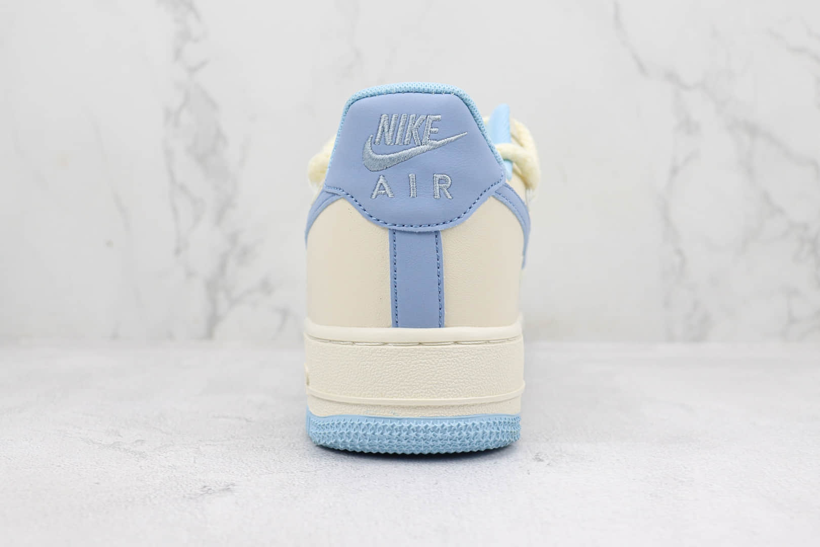 耐克Nike Air Force 1 Low纯原版本空军一号低帮AF1米黄蓝色绑带板鞋 莆田天花板AF1 货号：BD7701-011