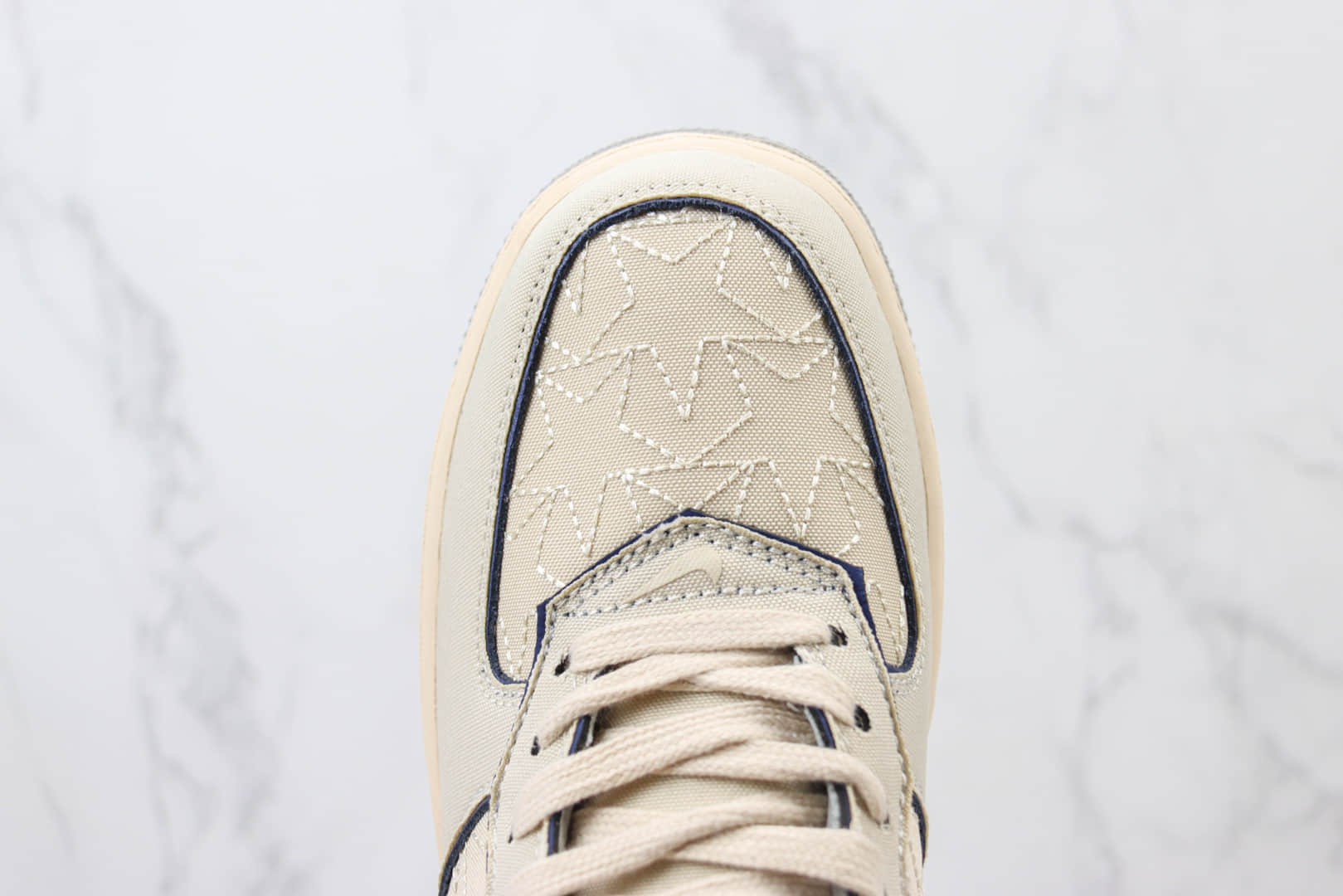 耐克Nike Air Force 1 Mid纯原版本中帮空军一号AF1浅棕星星缝线帆布板鞋 莆田耐克工厂 货号：DZ5367-219