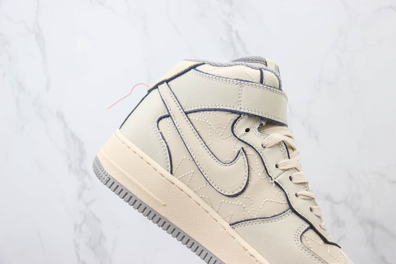 耐克Nike Air Force 1 Mid纯原版本中帮空军一号AF1浅棕星星缝线帆布板鞋 莆田耐克工厂 货号：DZ5367-219
