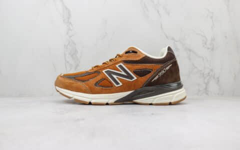 新百伦New Balance 990V4纯原版本NB990V4橘棕色复古跑鞋 莆田新百伦货源 货号：M990LL4