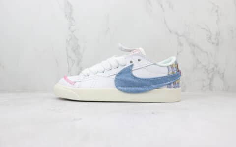 耐克Nike Blazer Low ’77 Jumbo纯原版本低帮开拓者牛仔丹宁小香风板鞋 莆田耐克代理 货号：FJ7741-141