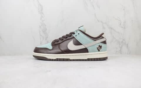 耐克Nike Dunk Low纯原版本低帮Dunk棕蓝印花板鞋 莆田耐克工厂 货号：312221-992