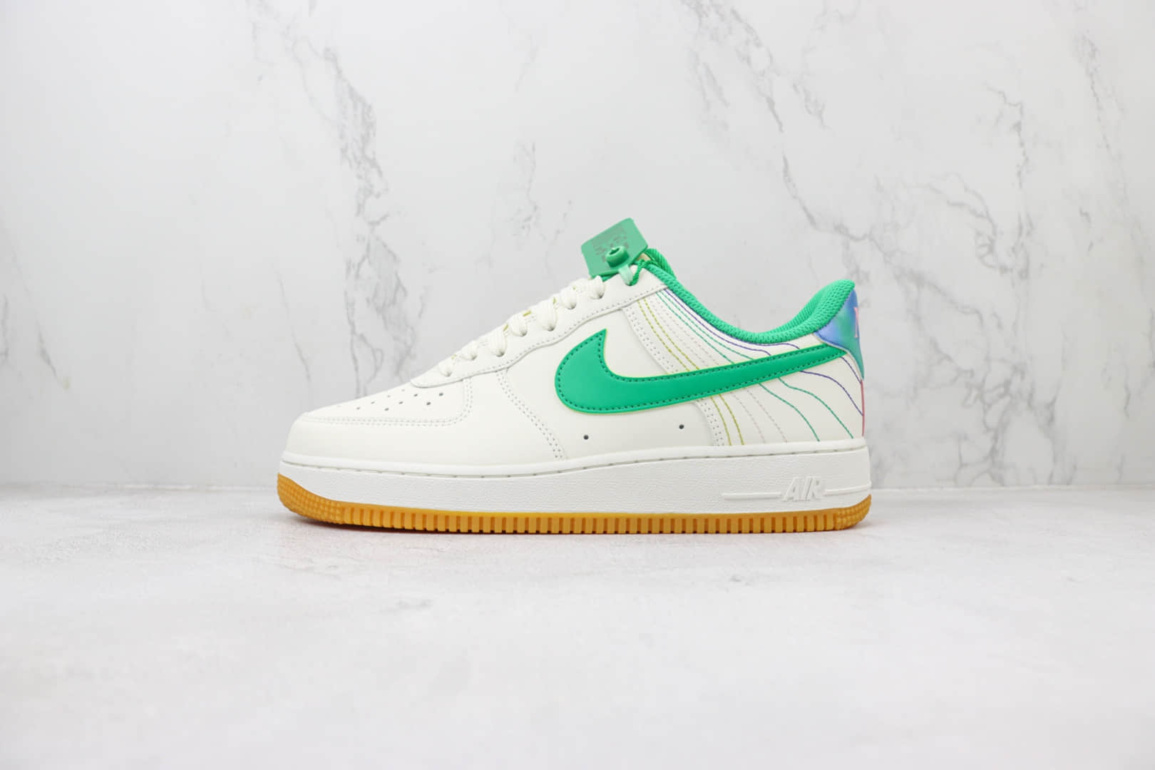 耐克Nike Air Force 1 Low纯原版本低帮空军一号AF1白绿生胶印花板鞋 莆田天花板AF1 货号：FJ7540-100