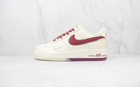 耐克Nike Air Force 1 Low纯原版本空军一号低帮AF1米白酒红板鞋 莆田耐克货源 货号：JJ0253-009