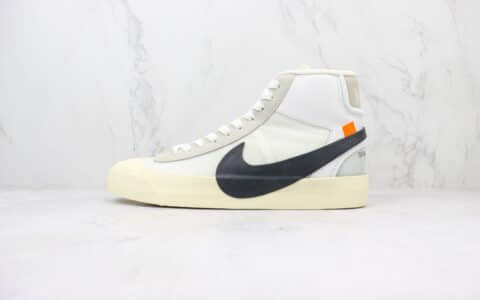 耐克Off-White X Nike Blazer Mid纯原版本中帮开拓者OW联名板鞋 莆田耐克货源 货号：AA3832-100