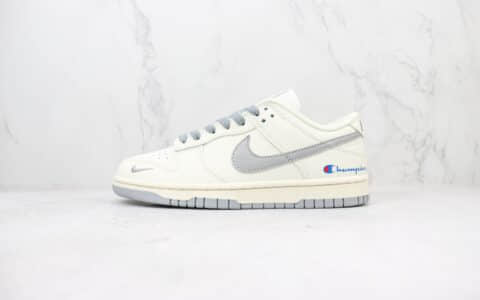 耐克Nike SB Dunk Low x Champion纯原版本低帮SB Dunk冠军联名米白灰板鞋 莆田耐克代理 货号：XH1733-001