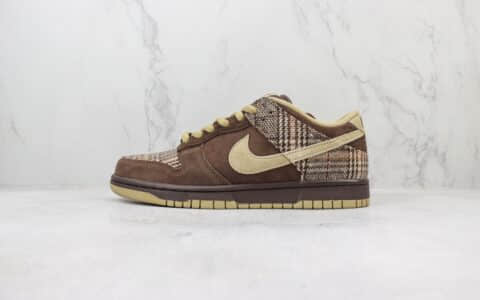 耐克Nike SB Dunk Low纯原版本低帮SB Dunk苏格兰格子棕滑板鞋 莆田耐克代理 货号：304292-223