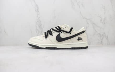 耐克Nike SB Dunk Low纯原版本低帮SB Dunk斯图西联名黑白绑带板鞋 莆田耐克货源 货号：FC1688-139