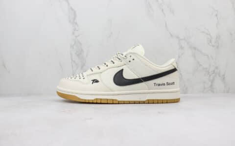 耐克Travis Scott x Nike Dunk Low纯原版本TS联名Dunk低帮白黑生胶帆布板鞋 莆田耐克货源 货号：DD1391-123