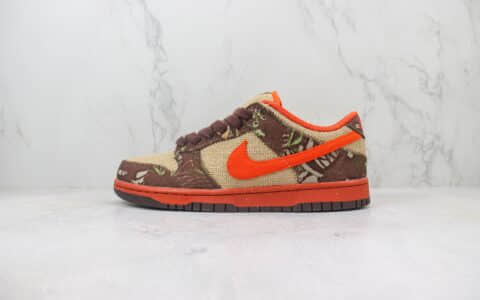 耐克Reese Forbes x Nike SB Dunk Low纯原版本低帮SB Dunk林地迷彩印花棕橙色板鞋 莆田耐克工厂 货号：304292-281