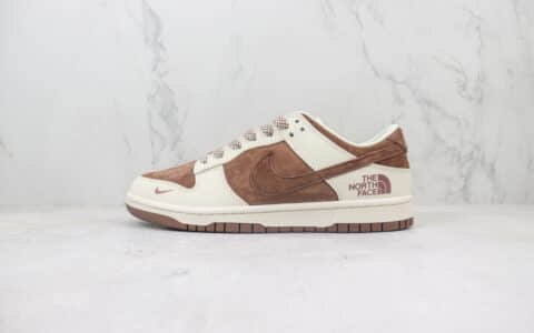 耐克The North Face x Nike Dunk Low纯原版本北面联名Dunk低帮米棕色翻毛皮板鞋 莆田耐克货源 货号：XD6188-022