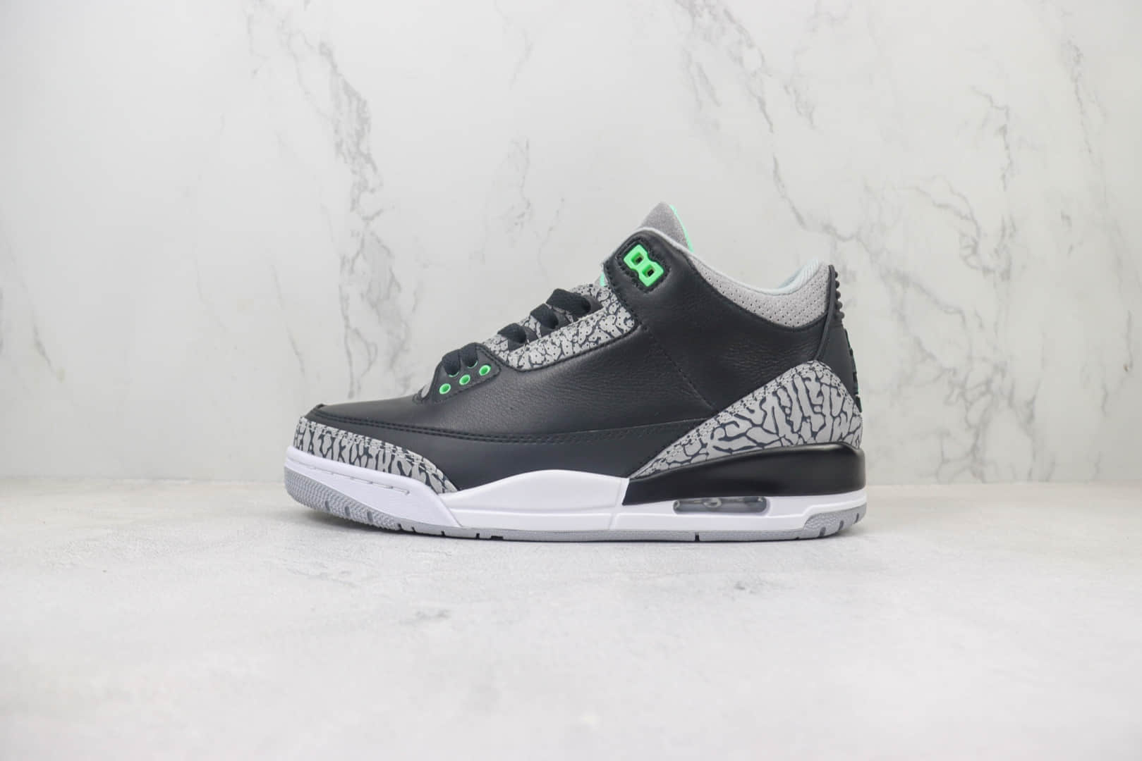 乔丹Air Jordan 3纯原版本AJ3黑绿爆裂纹篮球鞋 莆田AJ货源 货号：CT8532-031