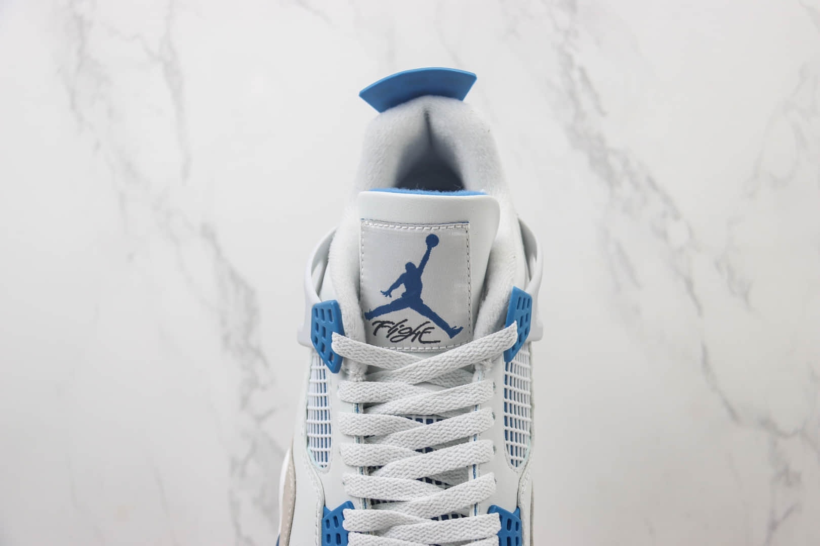 乔丹Air Jordan 4 “Military Blue”纯原版本元年AJ4白蓝灰篮球鞋 莆田复刻鞋货源 货号：FV5029-141