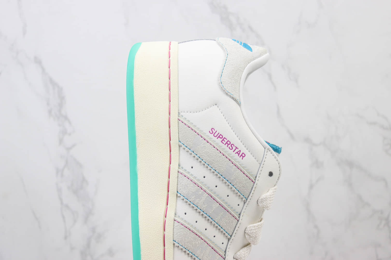 阿迪达斯adidas originals Superstar XLG纯原版本三叶草贝壳头白灰绿板鞋 莆田阿迪达斯工厂 货号：ID1140