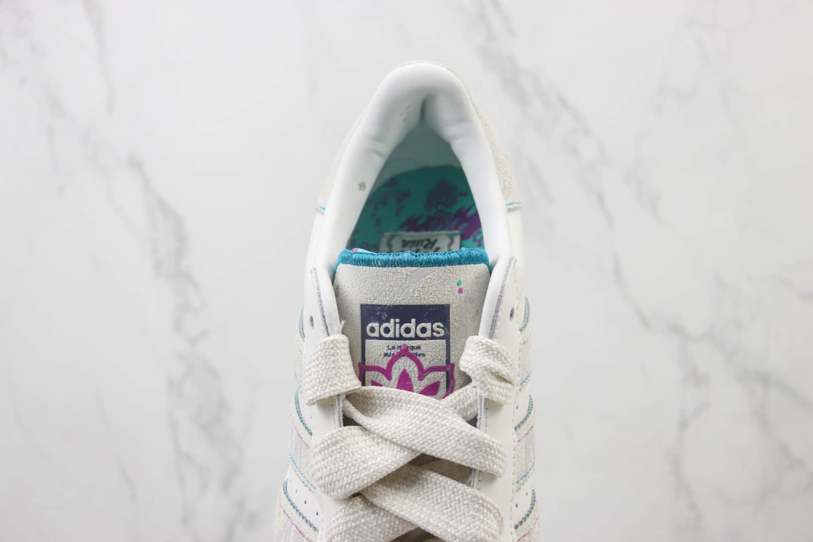 阿迪达斯adidas originals Superstar XLG纯原版本三叶草贝壳头白灰绿板鞋 莆田阿迪达斯工厂 货号：ID1140