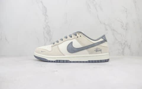 耐克Stussy x Nike SB Dunk Low纯原版本斯图西联名SB Dunk白灰色板鞋 莆田耐克货源 货号：FC1688-154