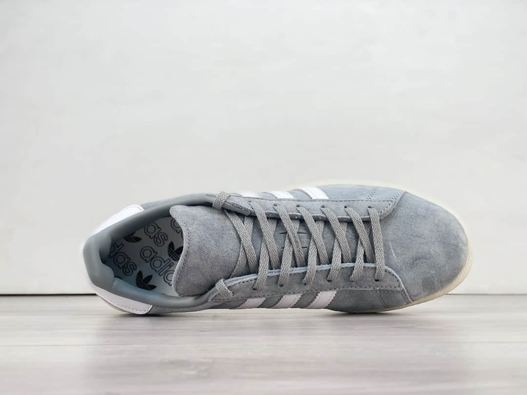 阿迪达斯adidas Originals Campus 80s纯原版本三叶草灰白学院风板鞋 莆田阿迪达斯货源 货号：GX9406