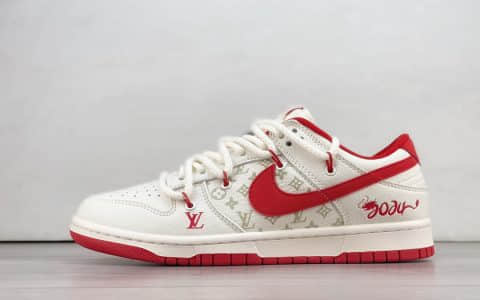 耐克Nike SB Dunk Low纯原版本LV联名SB Dunk中国红绑带低帮板鞋 莆田耐克代理 货号：SJ2068-228