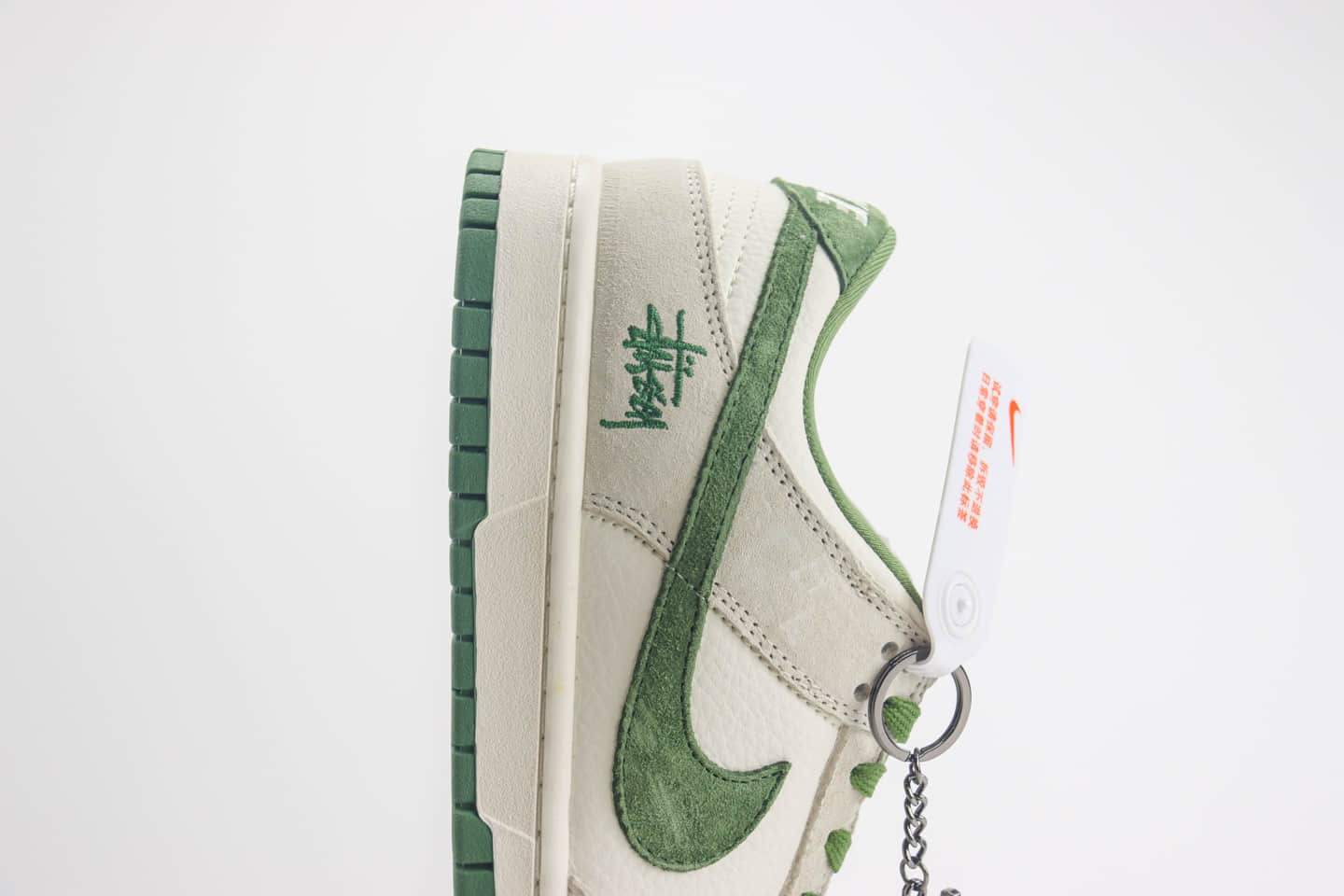 耐克Stussy x Nike Dunk Low纯原版本斯图西联名Dunk白灰绿猪八革板鞋 莆田耐克代理 货号：DQ1098-340