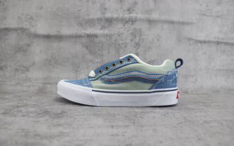 万斯Vans Vault Knu-Skool VR3 LX“Denim”纯原版本白蓝牛仔水洗做旧撕裂板鞋 莆田万斯货源 货号：VN000E54NWD