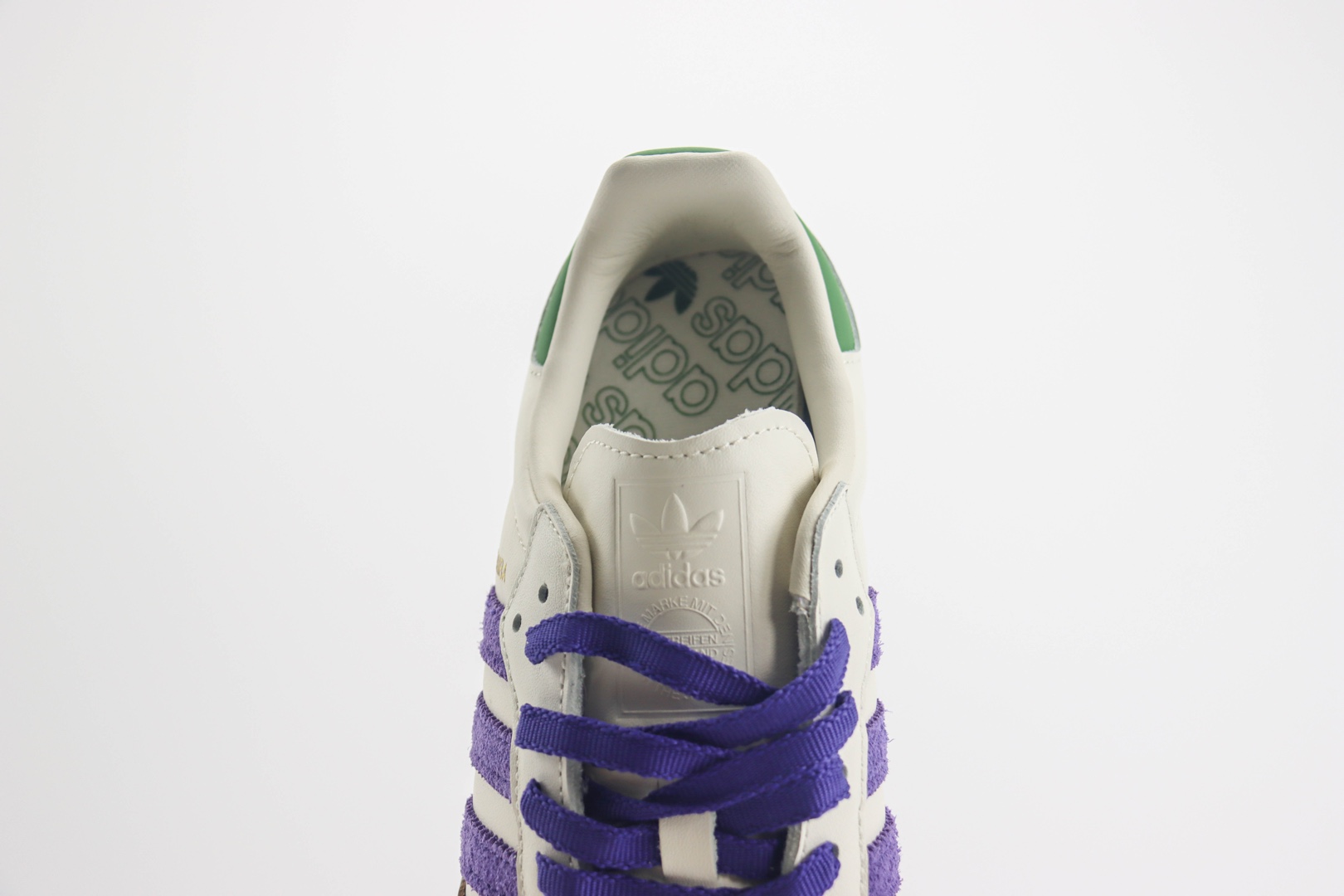 阿迪达斯adidas originals Samba OG纯原版本三叶草桑巴白紫绿德训鞋 莆田阿迪达斯货源 货号：ID8349