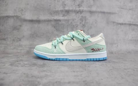 耐克Nike SB Dunk Low纯原版本LV联名SB Dunk白蓝低帮板鞋 莆田耐克代理 货号：FC1688-123