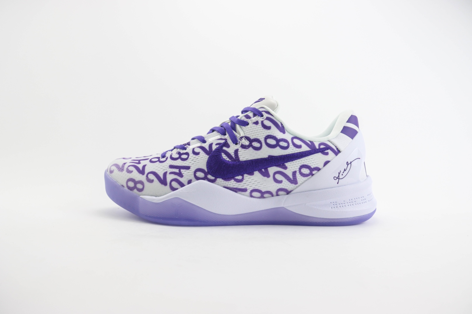 耐克Nike Zoom Kobe 8纯原版本科比8代白紫数字实战篮球鞋 莆田耐克货源 货号：FQ3549-100