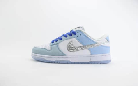 耐克Nike SB Dunk Low纯原版本低帮SB Dunk白蓝液态银勾板鞋 莆田耐克代理 货号：FD2562-300