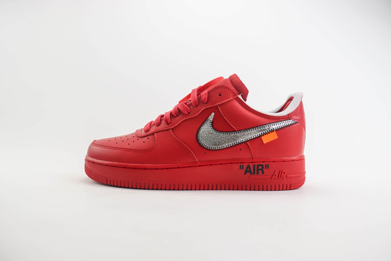 耐克Off White x Nike Air Force 1‘07 Low纯原版本OW联名空军一号AF1大红色解构板鞋 莆田耐克工厂 货号：AO4297-600