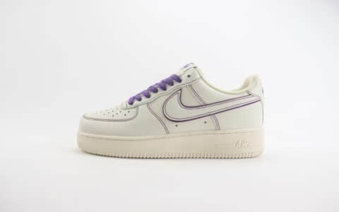 耐克Nike Air Force 1 Low纯原版本空军一号AF1白紫缝线低帮板鞋 莆田耐克批发 货号：315122-303