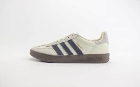 阿迪达斯adidas Gazelle Indoor纯原版本三叶草米白灰紫德训鞋 莆田阿迪达斯货源 货号：IH8548