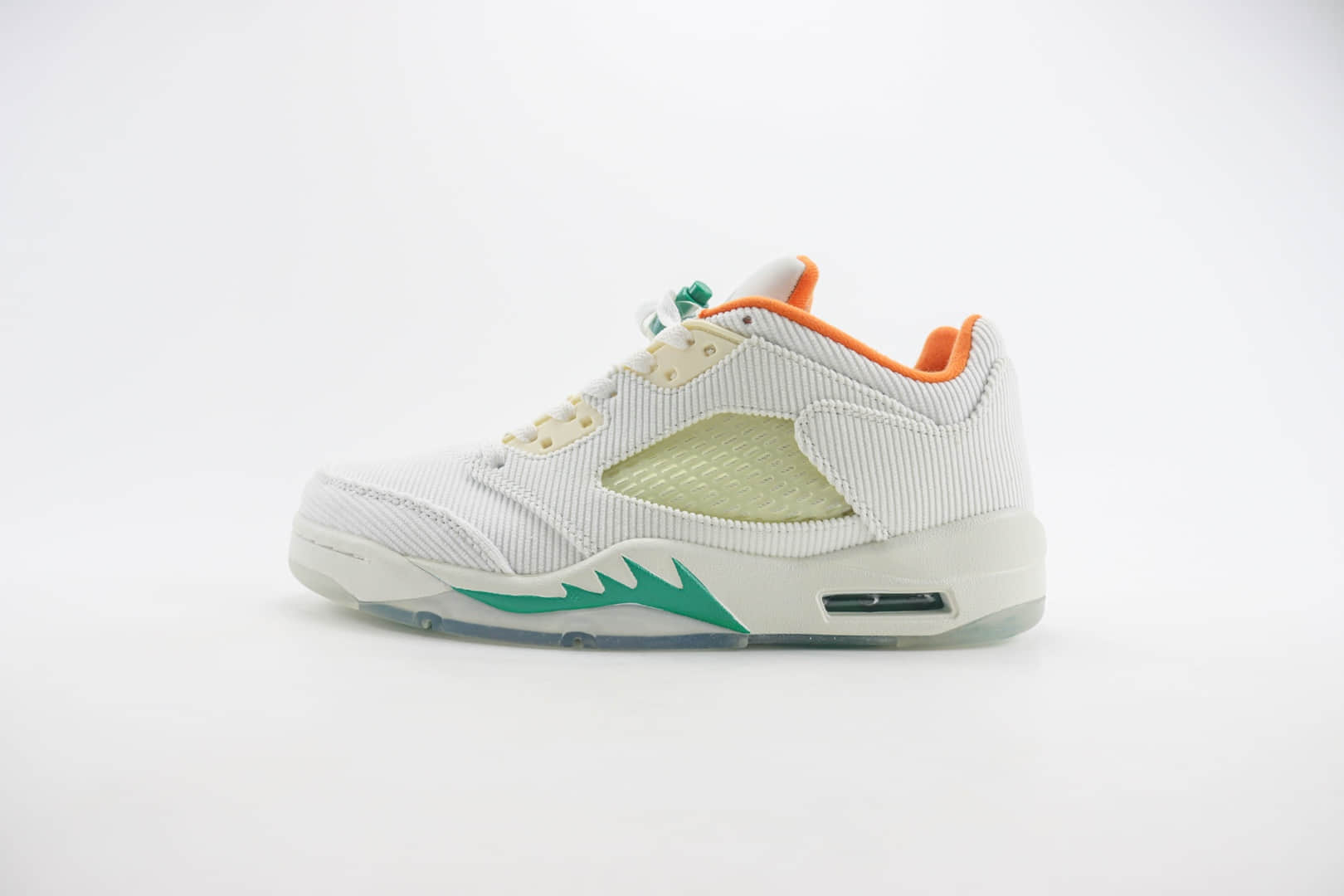 乔丹Air Jordan 5 Retro Low纯原版本低帮AJ5慈善系列白绿灯芯绒篮球鞋 莆田AJ货源 货号：CW4204-100