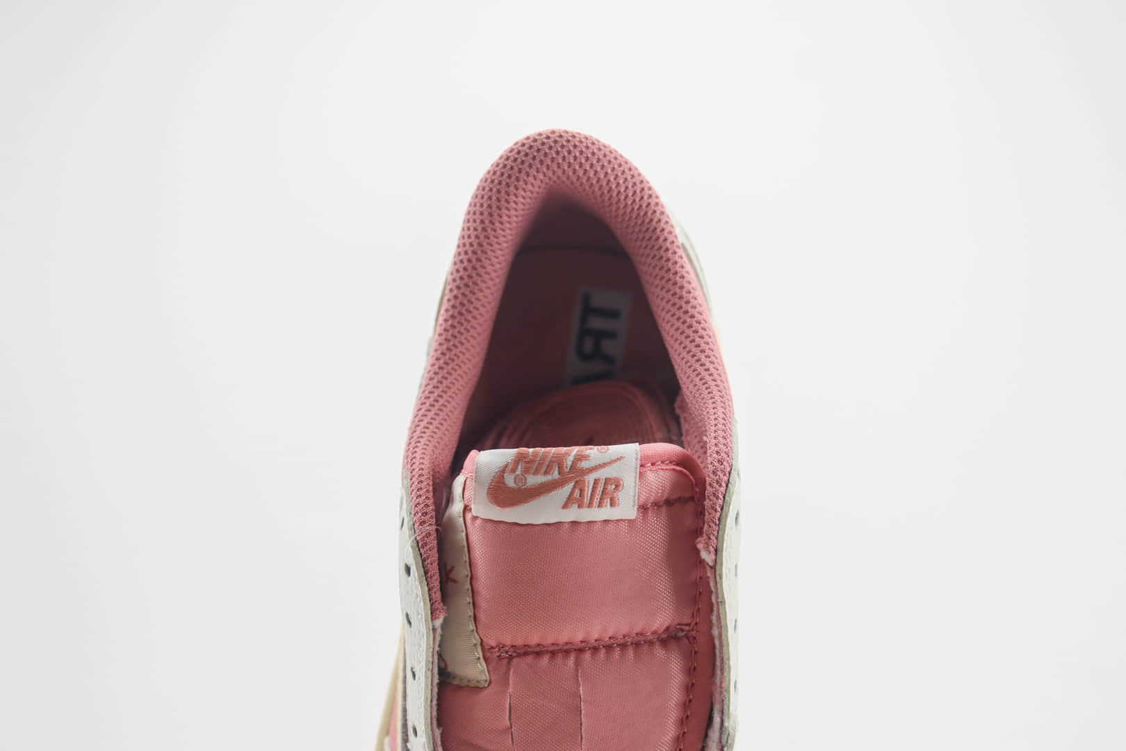 耐克Travis Scott x Air Jordan 1 Low纯原版本低帮AJ1桃粉白倒钩TS联名板鞋 莆田耐克工厂 货号：DM7866-600